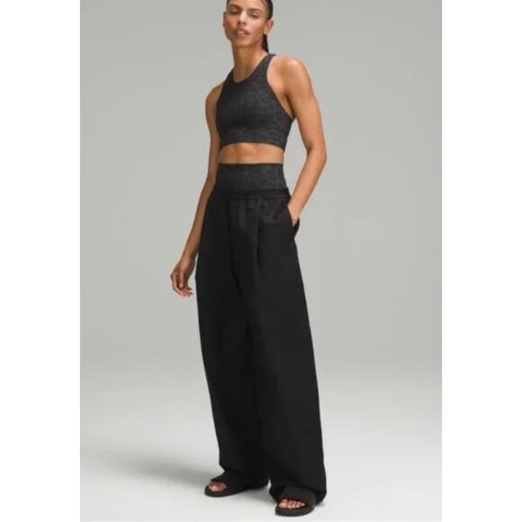LULULEMON Lab Jacquard Leopard Print Black Wide Leg Pants Womens Size XS 0 - Picture 1 of 11